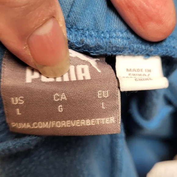 Comfortable Mens Puma Blue Camo-Trim Fleece Joggers - Size L - Picture 3 of 3